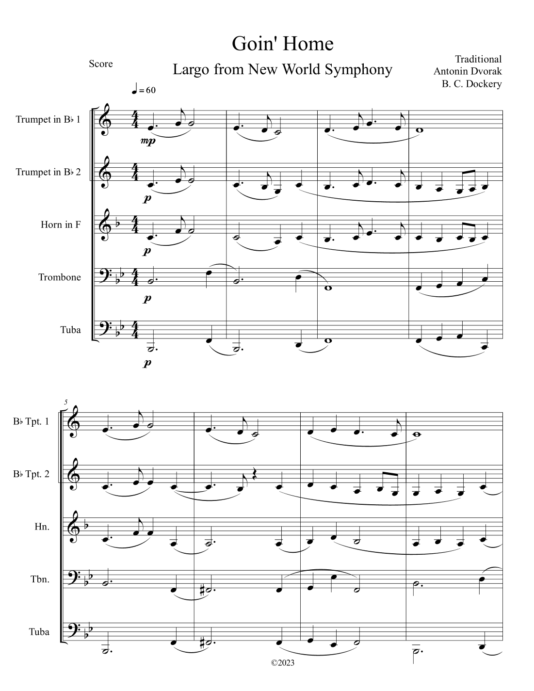 Goin' Home - Largo from New World Symphony (Brass Quintet) (arr. B. C. Dockery)
