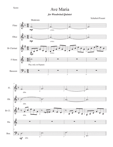 Ave Maria (for Woodwind Quintet) (arr. Reno Fusani)