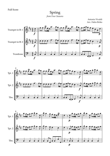 Spring (from Four Seasons of Antonio Vivaldi) for Brass Trio (arr. Fabio Britto)