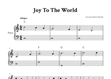 Joy To The World - Easy Piano (C Major with Chords) (arr. Yuri Noronha)