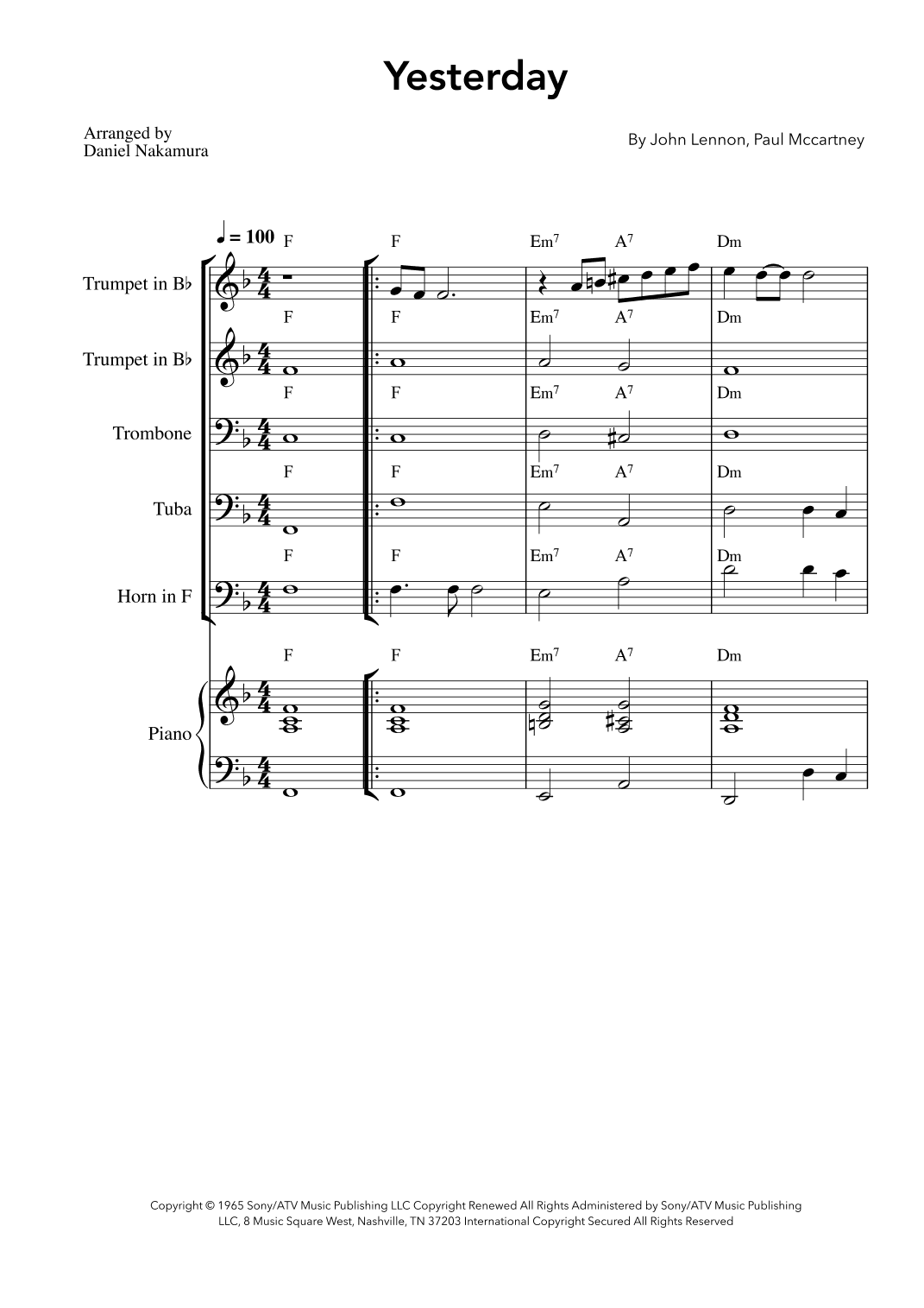 Yesterday (arr. Daniel Nakamura)