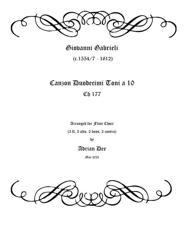 Canzon Duodecimi Toni a 10, Ch. 177 (arr. Adrian Dee)