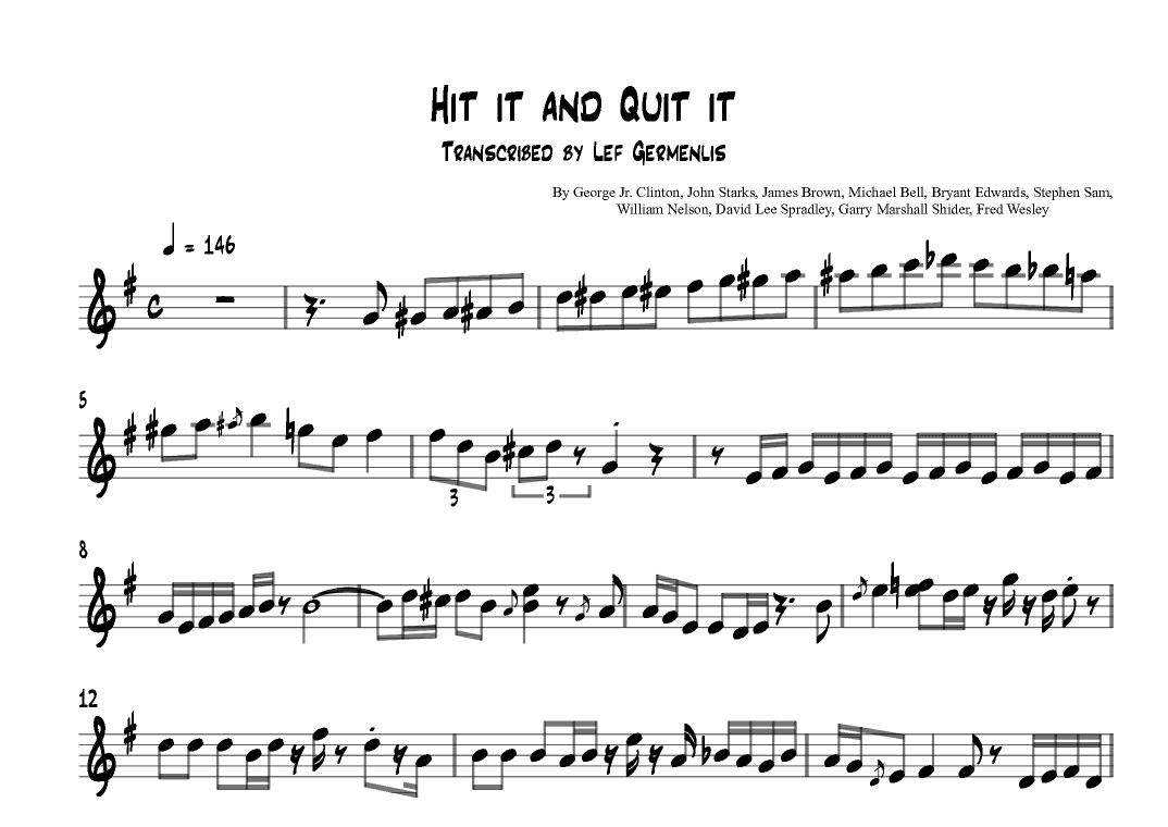 Hit It And Quit It (arr. Lef Germenlis)