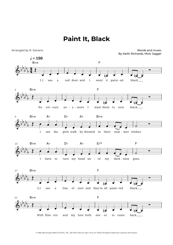 Paint It, Black (arr. R. Salvario)
