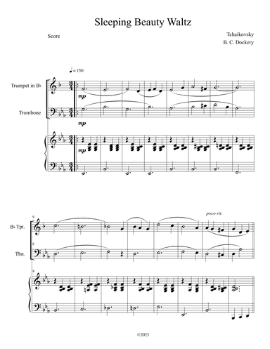 Sleeping Beauty Waltz (Trumpet and Trombone Duet with Piano Accompaniment) (arr. B. C. Dockery)
