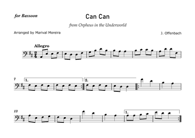 Can Can - J. Offenbach - Bassoon solo (arr. Marival Moreira)
