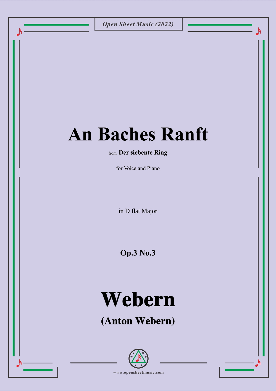 Webern-An Baches Ranft,Op.3 No.3,in D flat Major (arr. OSM Press)