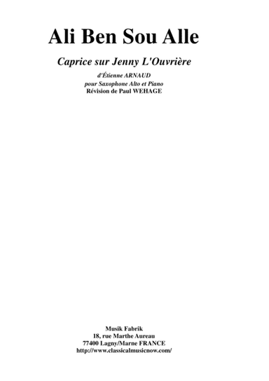 Ali Ben Sou Alle: Caprice sur "Jenny L'Ouvrière" for alto saxophone and piano (arr. Musik Fabrik Music Publishing)
