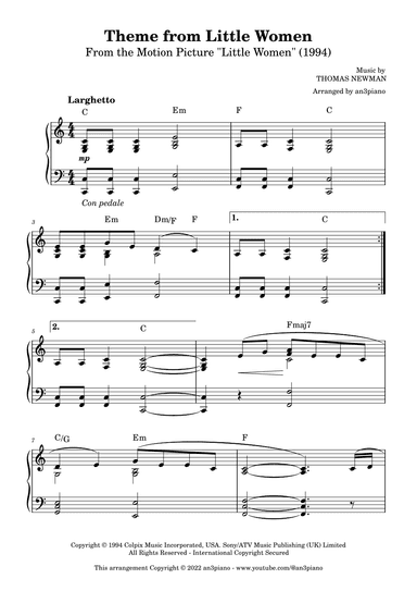 Little Women Theme (arr. an3piano)