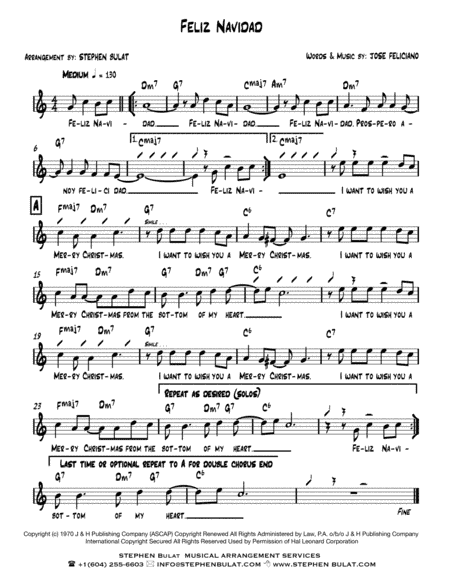 Feliz Navidad (arr. Stephen Bulat)