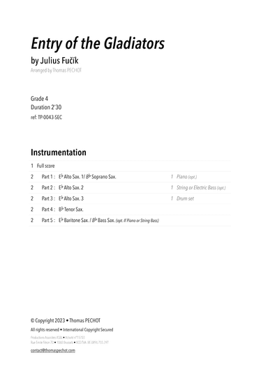 Entry of the Gladiators (Thunder and Blazes) (arr. Thomas PECHOT)