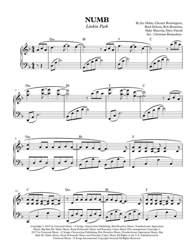 Numb (arr. Christian Bennedsen)