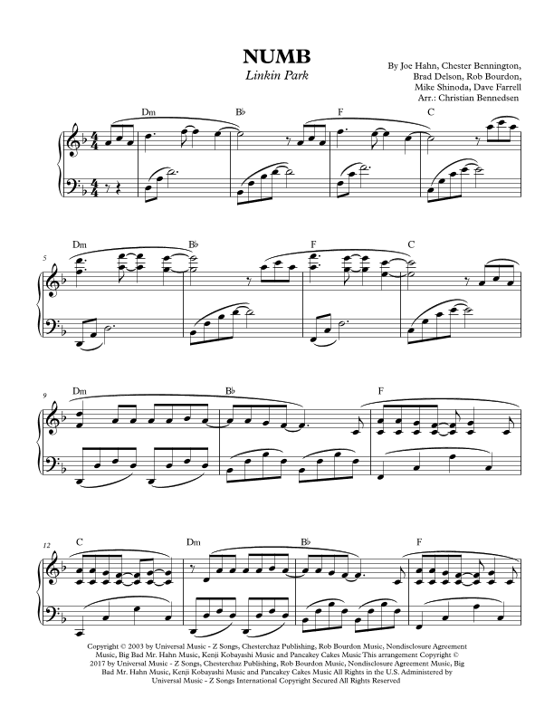 Numb (arr. Christian Bennedsen)