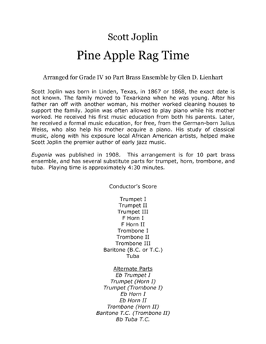 Pine Apple Ragtime (Brass) (arr. Glen D. Lienhart)