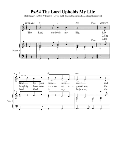 Psalm 54: The Lord Upholds My Life (piano/vocal)