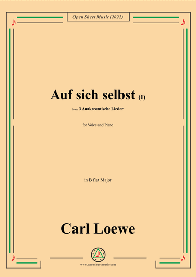 Loewe-Auf sich selbst(I),in B flat Major,from 3 Anakreontische Lieder (arr. OSM Press)