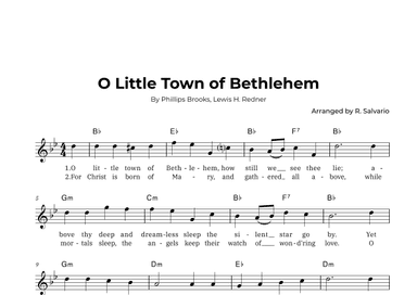 O Little Town of Bethlehem (Key of B-Flat Major) (arr. R. Salvario)