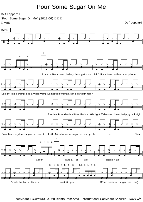 Pour Some Sugar On Me (arr. COPYDRUM)