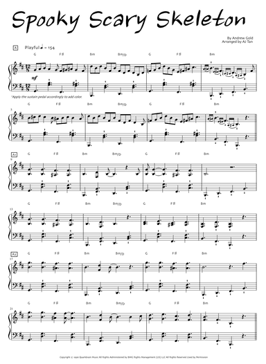 Spooky Scary Skeletons (arr. AJ Tan)