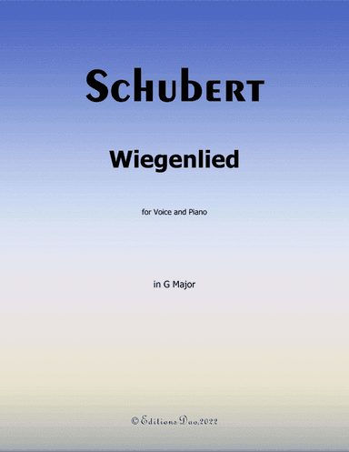 Wiegenlied, by Schubert, in G Major (arr. Editions Dao)