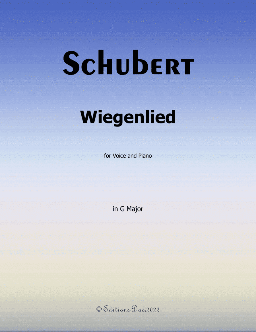Wiegenlied, by Schubert, in G Major (arr. Editions Dao)