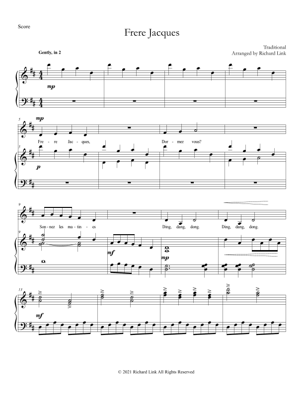 Frere Jacques (suitable for young singers) (arr. Richard Link)