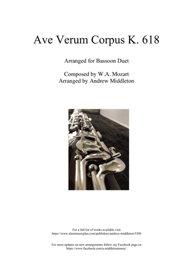 Ave Verum Corpus K. 618 arranged for Bassoon Duet (arr. Andrew Middleton)