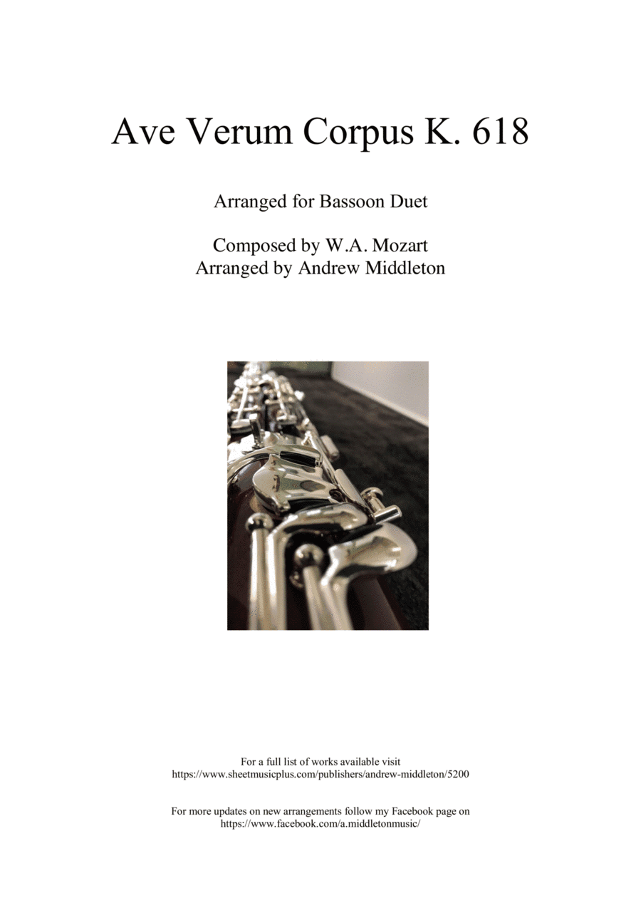 Ave Verum Corpus K. 618 arranged for Bassoon Duet (arr. Andrew Middleton)