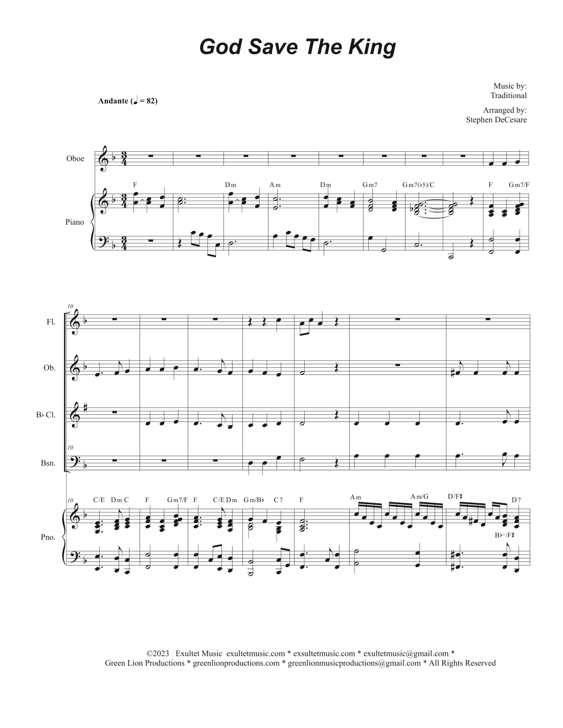 God Save The King (Woodwind Quartet and Piano) (arr. Stephen DeCesare)