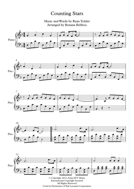 Counting Stars (arr. Roxana Belibou)