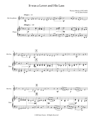 It was a Lover and His Lass (arr. Jane Frasier)