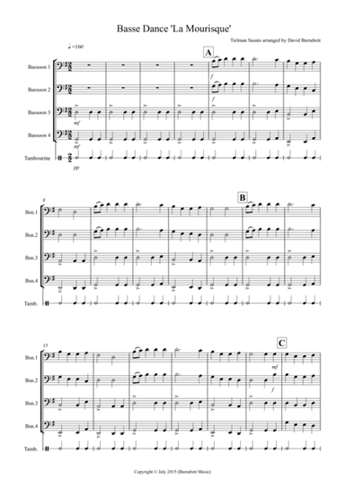 Basse Dance by Susato for Bassoon Quartet (arr. David Burndrett)