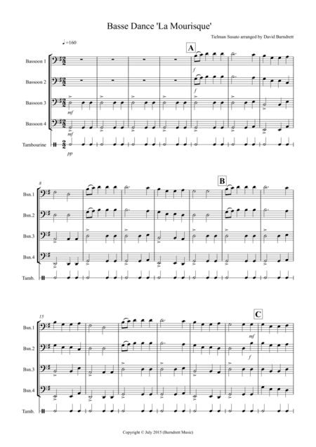 Basse Dance by Susato for Bassoon Quartet (arr. David Burndrett)