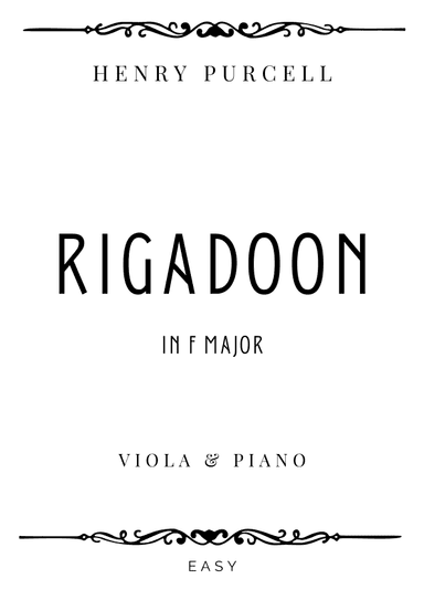 Purcell - Rigadoon in F Major - Easy (arr. Piacere Music Sheets)
