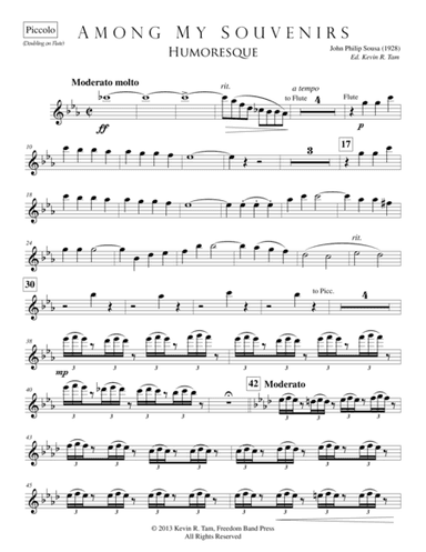 Among My Souvenirs (Humoresque) - #1 Woodwind Parts (arr. Kevin R. Tam)