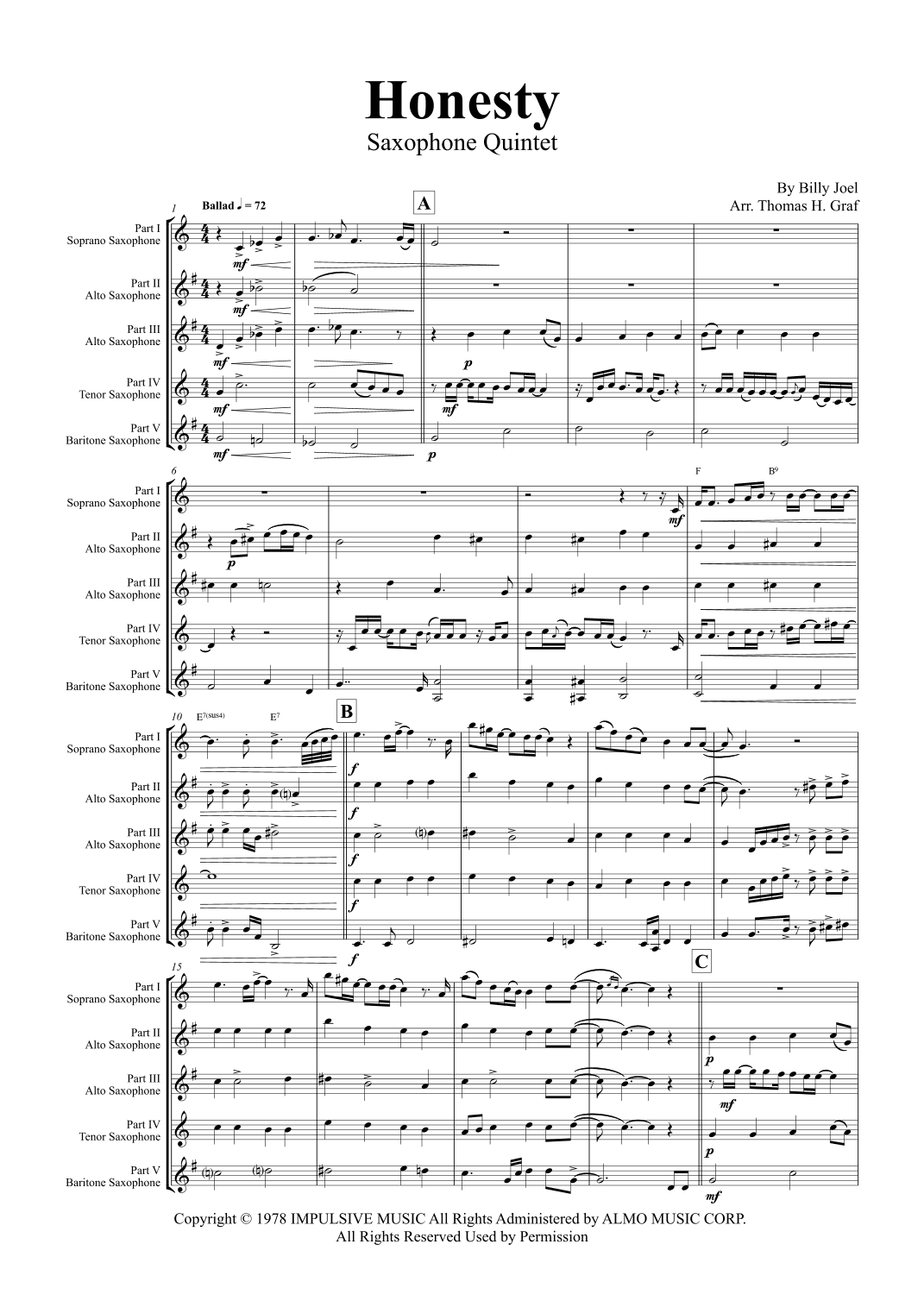 Honesty (arr. Thomas H. Graf)