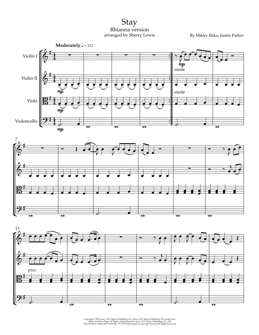 Stay (arr. Sherry Lewis)