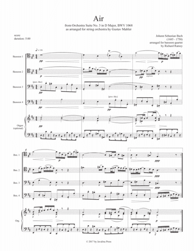 "Air" from Orchestra Suite No. 3 in D Major, BWV 1068 (arr. Richard Ramey)
