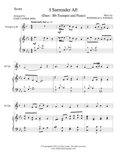 I SURRENDER ALL (Duet – Bb Trumpet and Piano/Score and Parts) (arr. Gary Lanier)