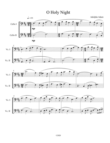 O Holy Night cello duet (arr. B C Dockery)