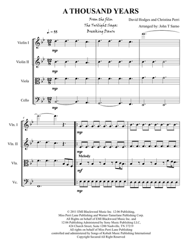 A Thousand Years (arr. John T Sarno)