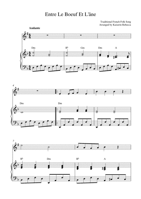 Entre Le Boeuf E Lane (arr. Kaiserin Rebecca)