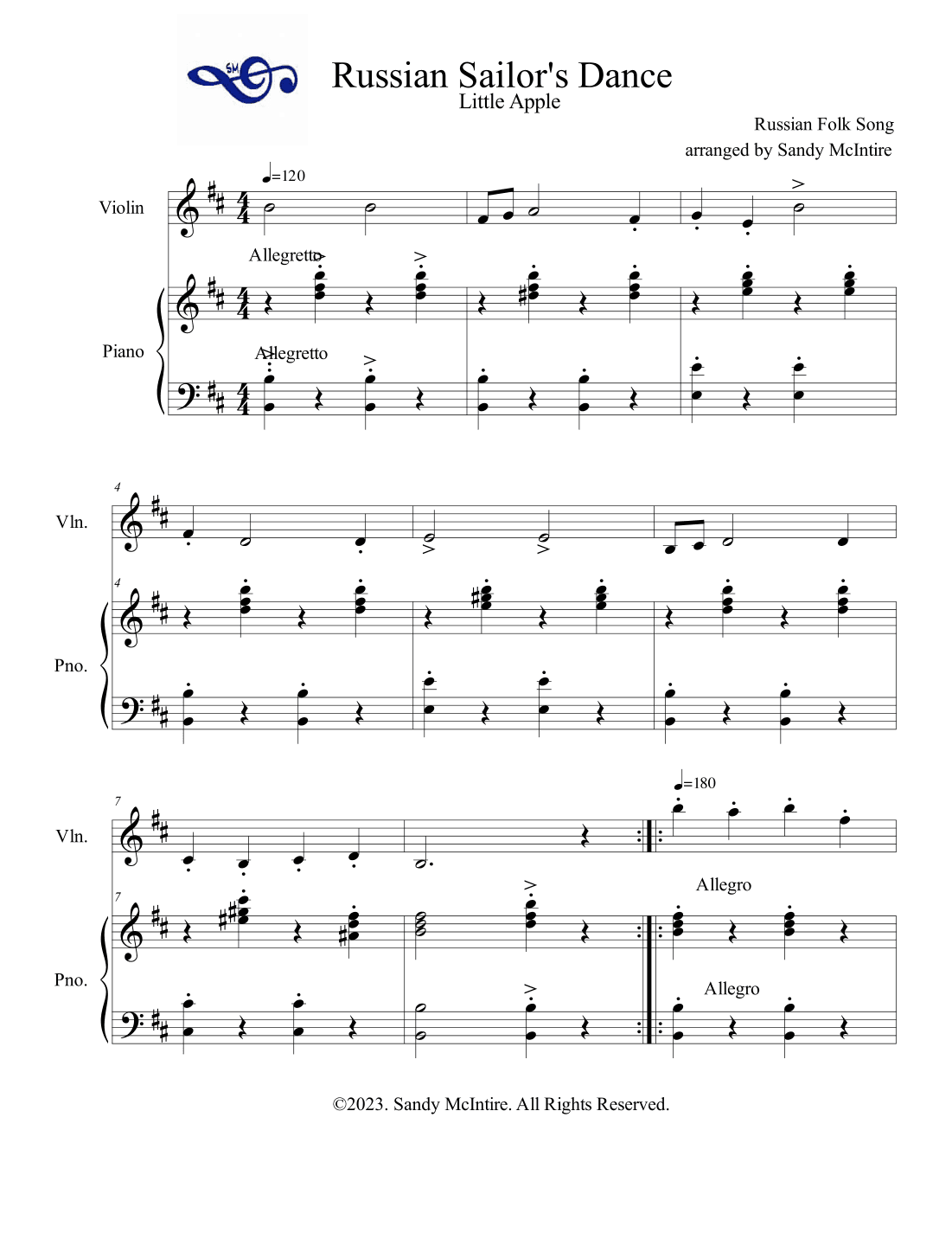Russian Sailor's Dance (Little Apple) (arr. Sandy McIntire)