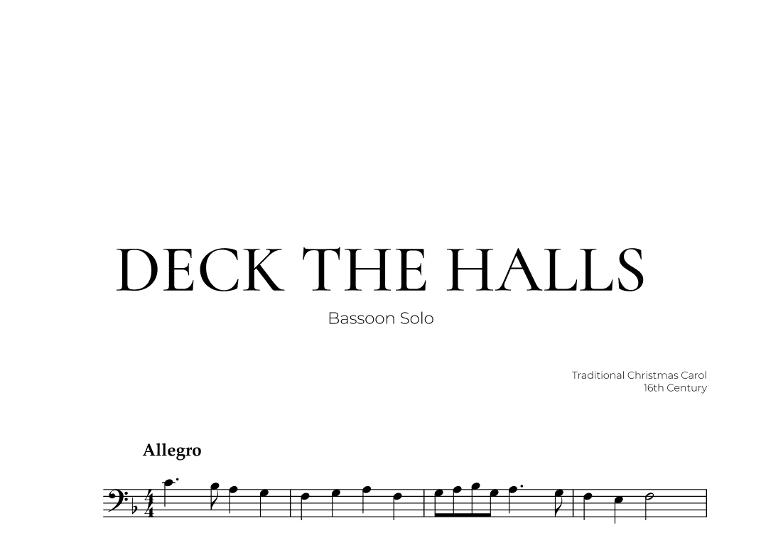 Deck The Halls (Bassoon Solo) - Christmas Carol (arr. Pedro Merendi)