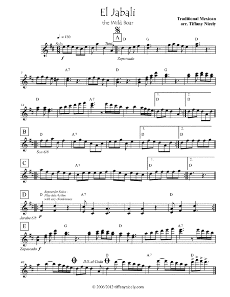 El Jabali Lead Sheet and Mini Score (arr. Tiffany Nicely)