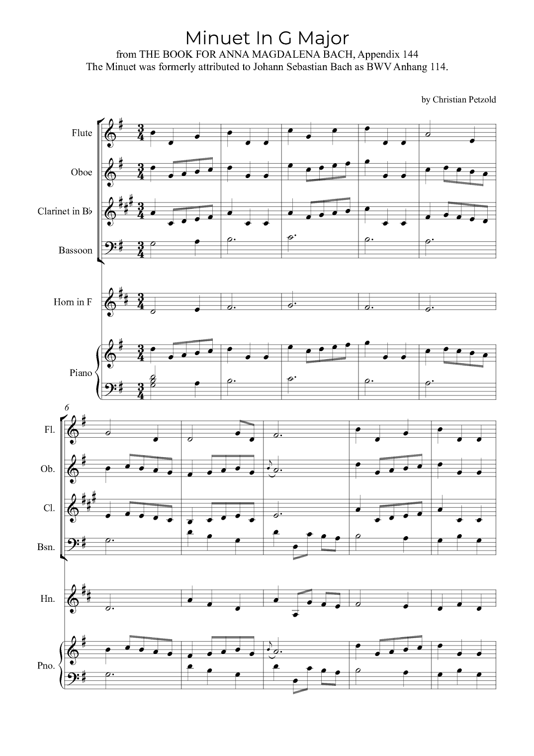 Minuet In G Major (with piano) (arr. Alex Nunes Rodrigues)