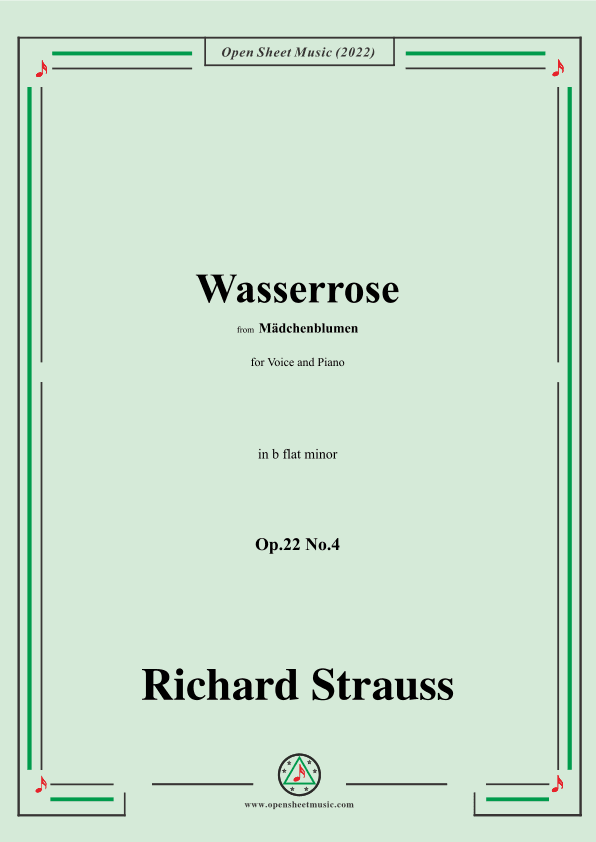 Richard Strauss-Wasserrose,Op.22 No.4,in b flat minor (arr. OSM Press)