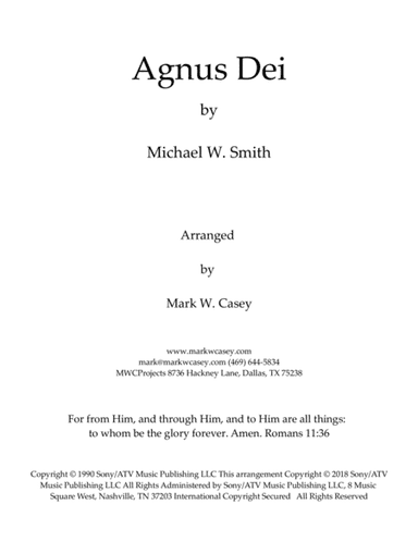 Agnus Dei (arr. Mark W. Casey)