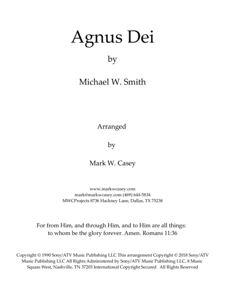 Agnus Dei (arr. Mark W. Casey)
