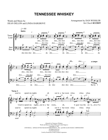 (Smooth As) Tennessee Whiskey (arr. Dan Wessler)